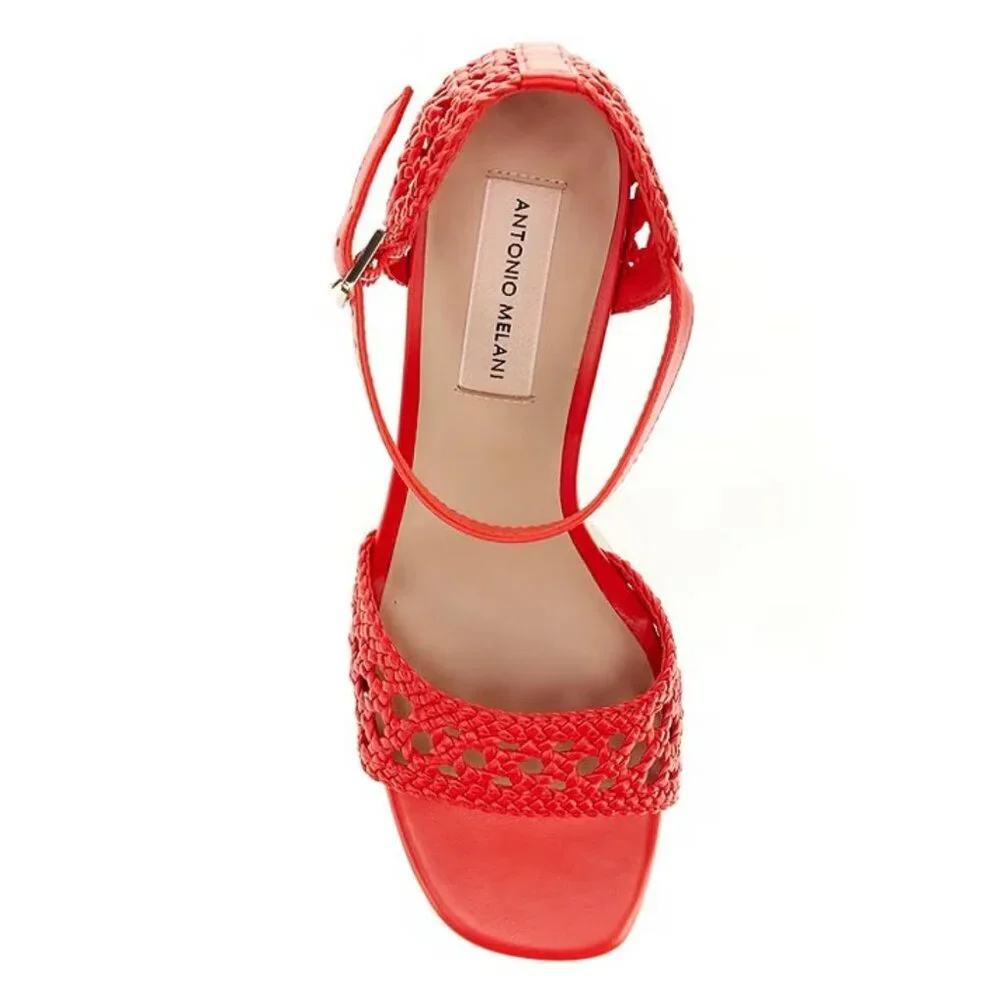 NEW Antonio Melani Gretel Leather Woven Sandals in Solar Red Sz. 9 - Picture 5 of 5